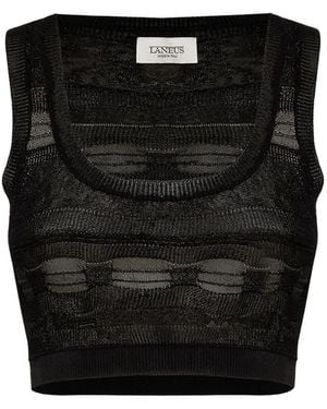 Laneus Knit Cropped Top - Black
