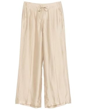 Luisa Cerano Drawstring Palazzo Pants - Natural