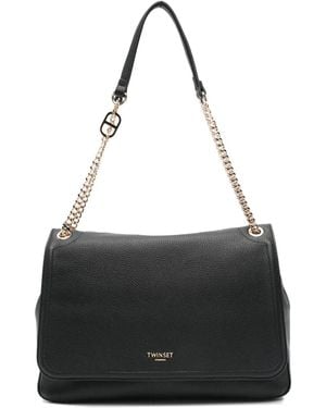 Twinset レザー ショルダーバッグ - ブラック