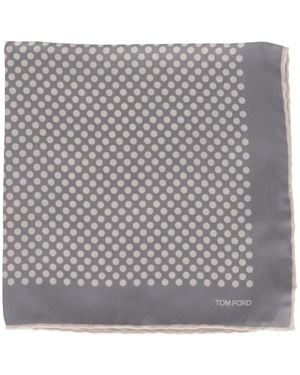 Tom Ford Polka-Dot Silk Pocket Square - Grey