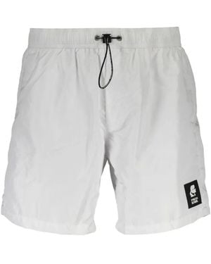 KARL LAGERFELD Logo-Patch Drawstring Swim Shorts - Grey