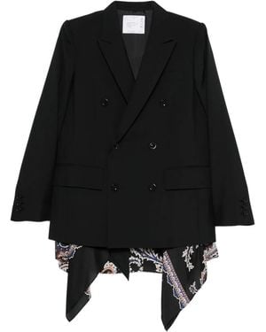 Sacai Double-Breasted Paisley Blazer - Black