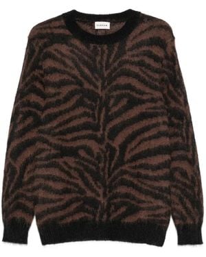 P.A.R.O.S.H. Zebra-Pattern Crew-Neck Sweater - Black
