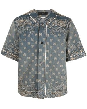 Amiri Bandana-print Denim Shirt - Grey