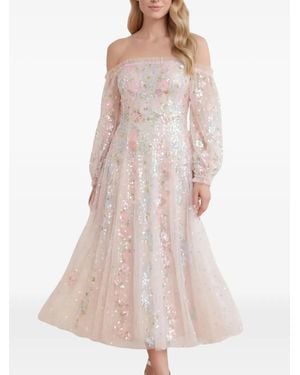 Needle & Thread Confetti Sequin-Embellished Off-Shoulder Dress - Pink