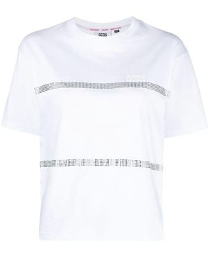 Gcds T-Shirt Con Strass - Bianco