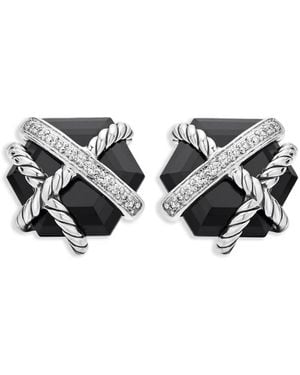 David Yurman Cable Wrap Sterlingsilber-Ohrstecker Mit Diamanten (11Mm) - Schwarz