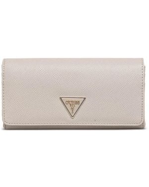 Guess Laurel Logo-Plaque Saffiano-Effect Wallet - Gray