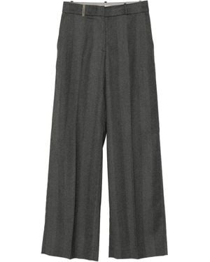 Peserico Wide-Leg Tailored Virgin Wool Trousers - Grey