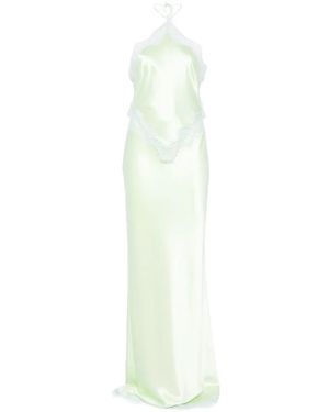 chinese dress ladies Arra Chiffon And Lace Halter Mini Dress - White