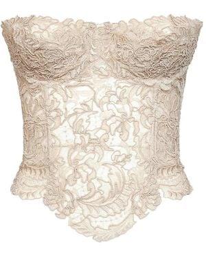 Ermanno Scervino Embroidered Lace-Design Corset Top - White