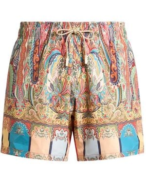 Etro Floral-Details Paisley-Print Swim Shorts - White