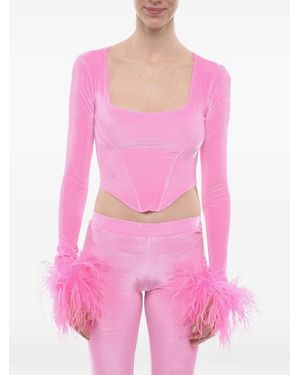 Adriana Hot Couture Square-Neck Top - Pink