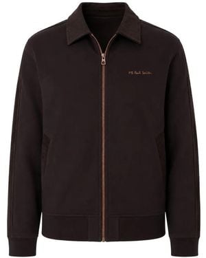 Paul Smith Corduroy-Trim Zip-Up Jacket - Black
