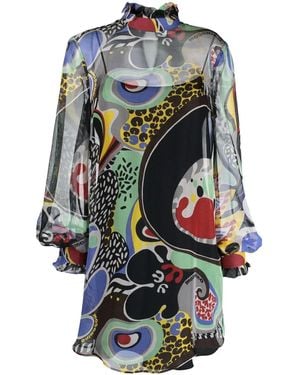Moschino Floral-Print Shift Dress - Grey