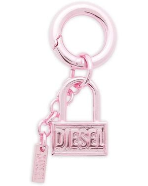 DIESEL Padlock-Pendant Logo-Plaque Keychain - Pink