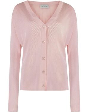 St. John Cardigan A Coste Con Bottoni - Rosa