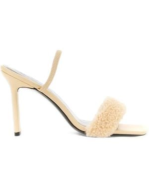 BY FAR Ada Shearling-Trim Sandals - Natural