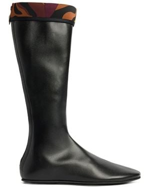 PUCCI Stretch Boot With Printed-Cuff - Black