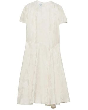 Prada Jacquard-Midikleid mit Blumenmuster - Weiß