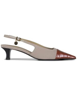 Tod's Slingback Croc-Effect Canvas Court Shoes - Natural