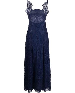 Alberta Ferretti Pattern-Lace Sleeveless Maxi Dress - Blue