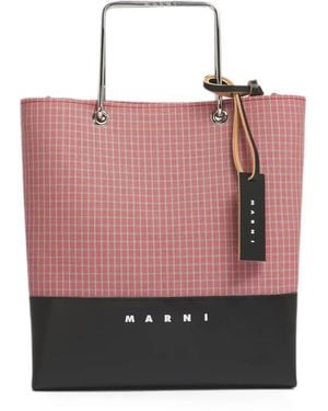 Marni Check Tote Bag Mit Metallgriff - Pink