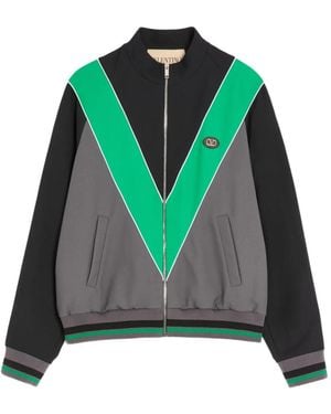 Valentino Garavani Zip Logo-Patch Bomber Jacket - Green