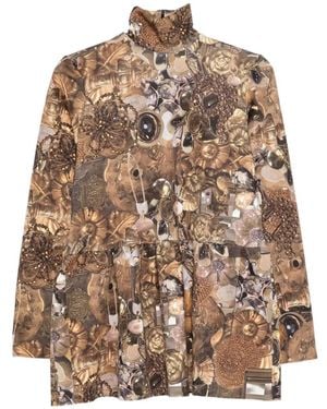 BARBARA BOLOGNA Graphic-Print Peplum-Hem Top - Natural