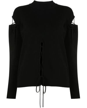 Gloria Coelho Jersey con cordones - Negro