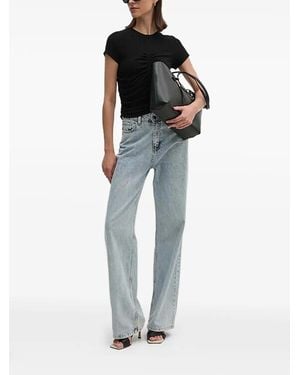 DKNY Ribbed Gathered T-Shirt - Blue