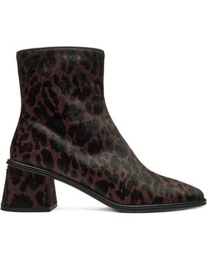 COACH Leopard-Print Ankle Boots - Black