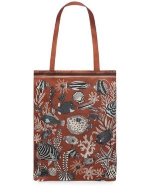 Inoui Edition Neptune Fish-Print Tote Bag - Red