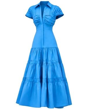 Alexis Gestuftes Carosini Kleid Mit Rüschen - Blau