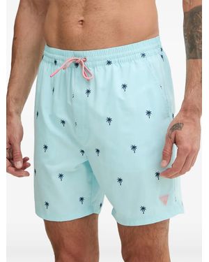 Guess Palm-Tree Swim Shorts - Blue