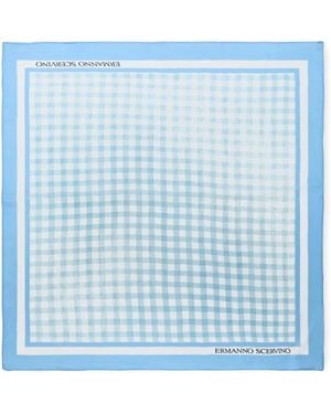 Ermanno Scervino Vichy Print Square Silk Stole - Blue
