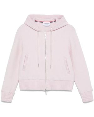 Thom Browne Zip-Up Wool Hoodie - Pink
