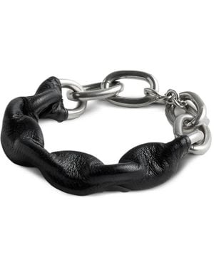 Maison Margiela Leather-Wrapped Chain-Link Bracelet - Metallic