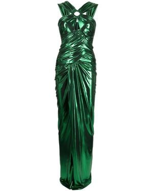 Zuhair Murad Lamé Draped Sleeveless Gown - Green