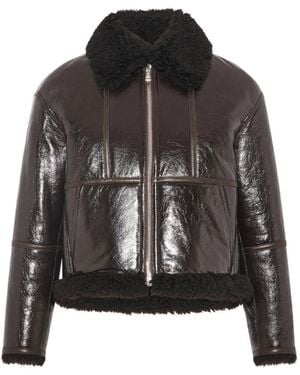 Yves Salomon Chaqueta Con Efecto Barnizado - Negro
