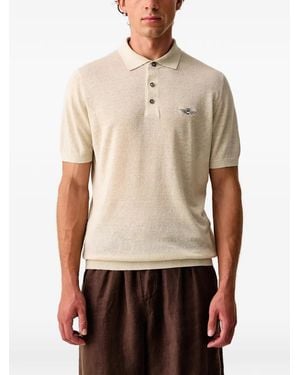 Aeronautica Militare Embroidered-Logo Short-Sleeve Polo Shirt - Natural
