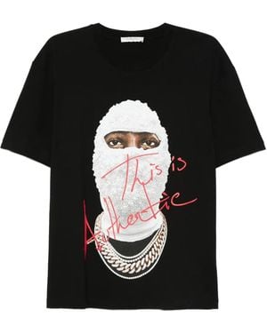 ih nom uh nit Front-Print Cotton T-Shirt - Black