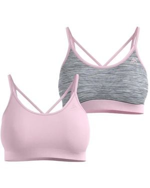 Odlo Reversible Logo-Print Crossover-Strap Sports Bras - Pink