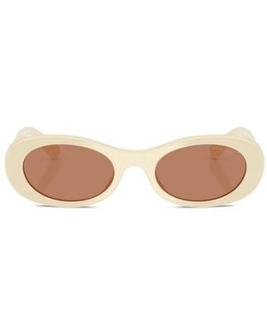 Miu Miu 06Zd Oval-Frame Sunglasses - Natural