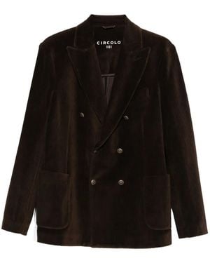 Circolo 1901 Corduroy Double-Breasted Blazer - Black
