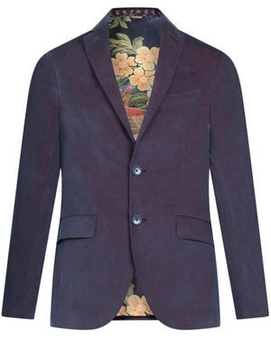 Etro ベルベット シングルジャケット - ブルー