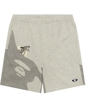 Aape By A Bathing Ape Moonface Logo-Patch Shorts - White