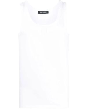 Raf Simons Top sin mangas con parche del logo - Blanco