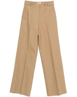 Sandro Button-Detailed Wide-Leg Pants - Natural