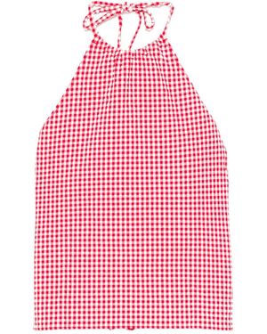 Hunza G Kariertes Neckholder-Top - Pink